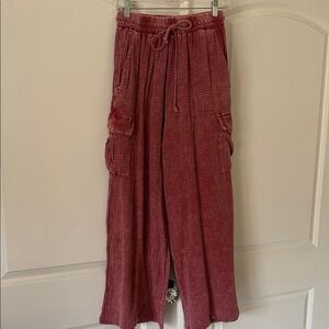 Three Bird Nest Dark Pink Drawstring Cargo Pants